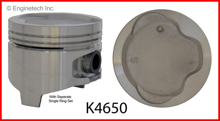 Enginetech K4650(4)PSTD Engine Piston Kit with Full Ring Stack for Toyota Tercel (1987-1994)