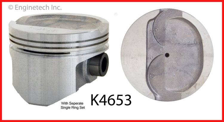 Enginetech K4653(6)PSTD Engine Piston Kit with Separate Full Ring Stack for Toyota 4Runner and Pickup