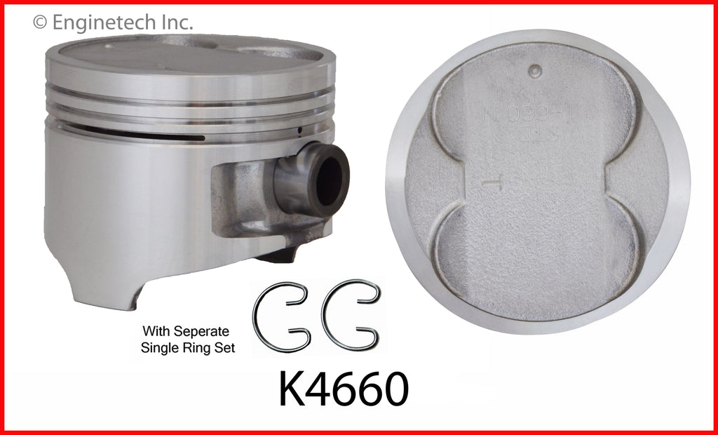 Enginetech K4660(4)PSTD Engine Piston Kit with Separate Full Ring Stack for Geo Prizm & Toyota Corolla