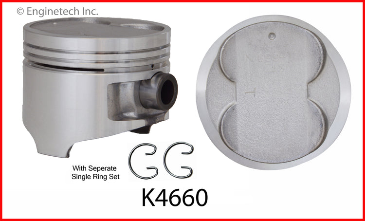 Enginetech K4660(4)P.50 Engine Piston Kit with Separate Full Ring Stack for Geo Prizm and Toyota Corolla