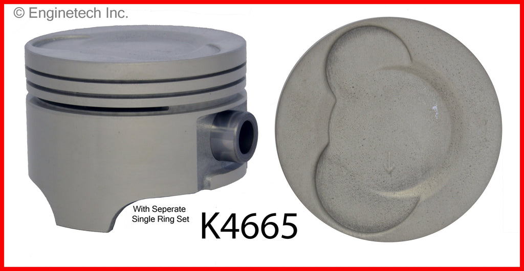 Enginetech K4665(3)PSTD Engine Piston Kit with Separate Full Ring Stack for Chevy and Geo Metro