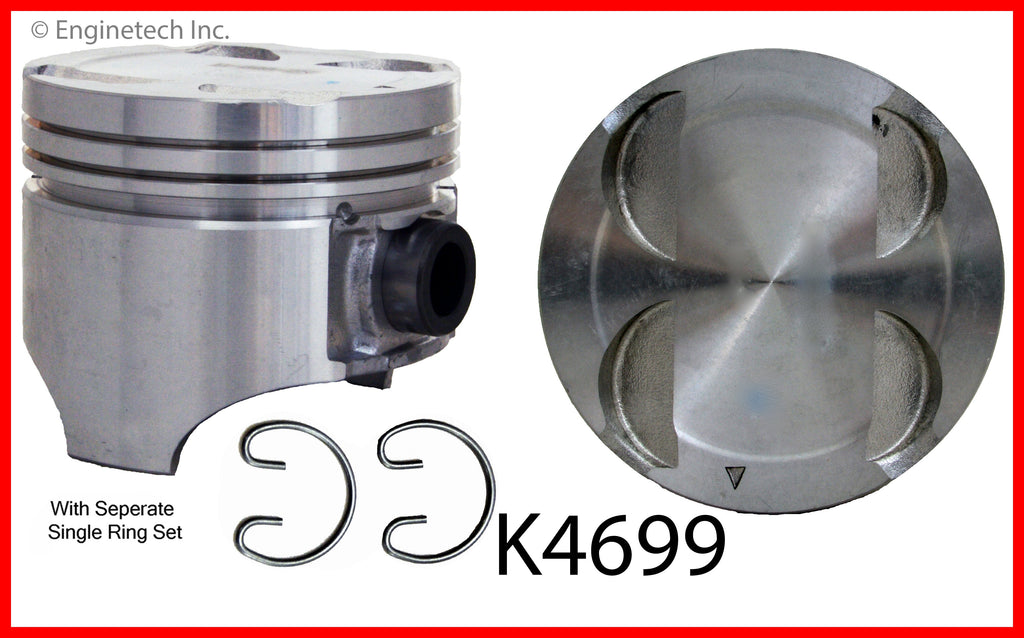 Enginetech K4699(4)P.50 Engine Piston Kit with Full Ring Stack for Kia Sportage (1995-2002)