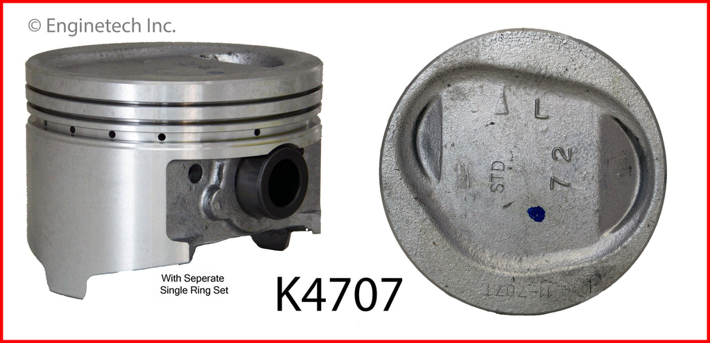 Enginetech K4707(6)PSTD Engine Piston Kit with Separate Full Ring Stack for Chrysler and Dodge Models
