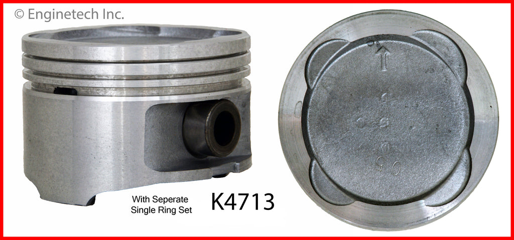Enginetech K4713(4)PSTD Engine Piston Kit with Separate Full Ring Stack for Toyota Models