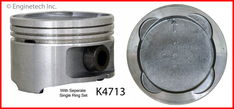 Enginetech K4713(4)P.50 Engine Piston Kit with Separate Full Ring Stack for Toyota Cars