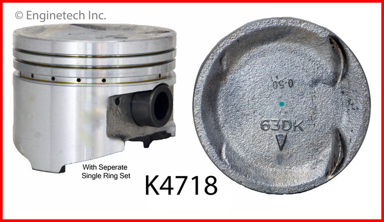 Enginetech K4718(4)P.50 Engine Piston Kit with Separate Full Ring Stack for Mitsubishi Eclipse 1993-1994