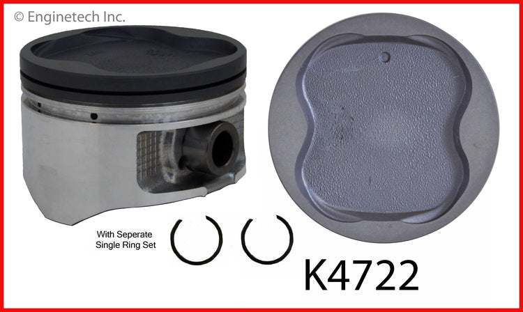 Enginetech K4722(6)PSTD Engine Piston Kit with Separate Full Ring Stack for Toyota Trucks and SUVs