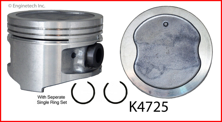 Enginetech K4725(4)PSTD Engine Piston Kit with Separate Full Ring Stack for Honda Civic and Toyota Previa