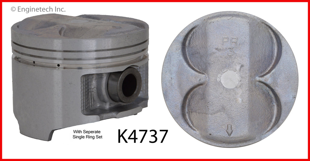 Enginetech K4737(4)P.50 Engine Piston Kit with Separate Full Ring Stack
