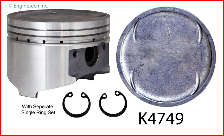 Enginetech K4749(6)PSTD Engine Piston Kit with Separate Full Ring Stack for Mitsubishi Montero