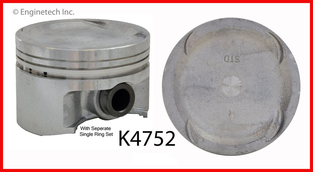 Enginetech K4752(4)P.50 Engine Piston Kit with Separate Full Ring Stack for Honda Civic & Del Sol