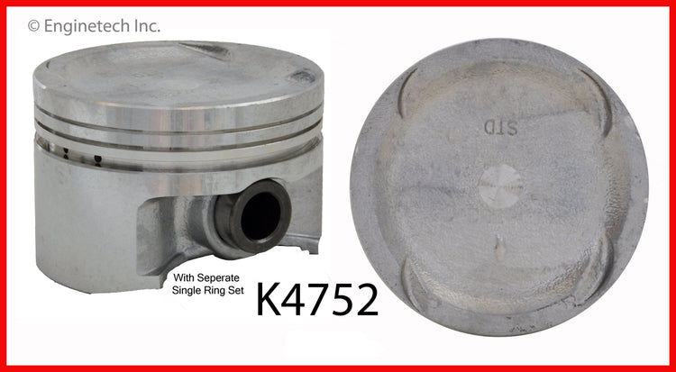 Enginetech K4752(4)P.50 Engine Piston Kit with Separate Full Ring Stack for Honda Civic & Del Sol