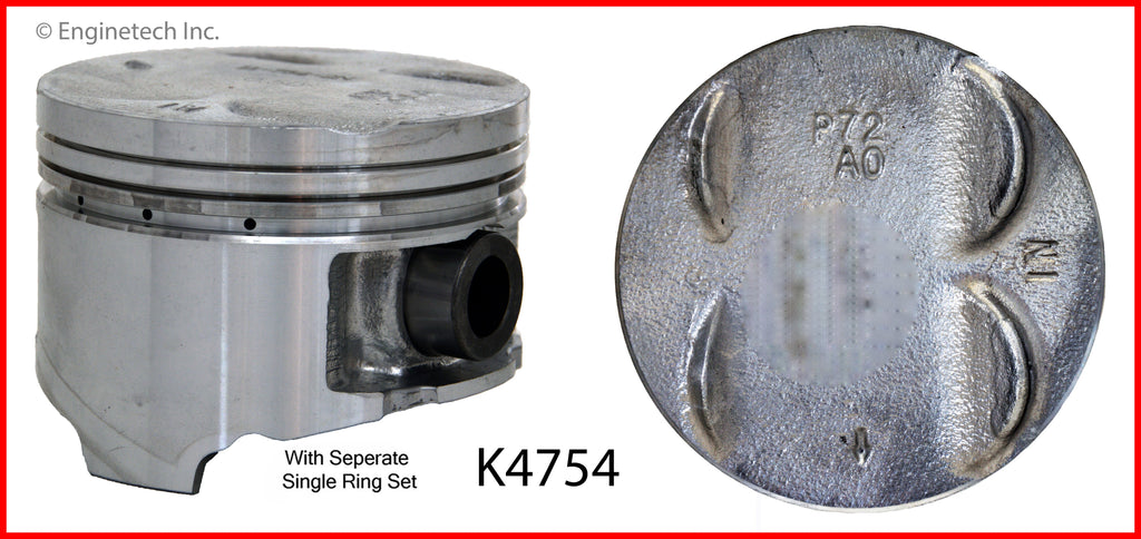 Enginetech K4754(4)P.50 Engine Piston Kit with Separate Full Ring Stack for Acura Integra
