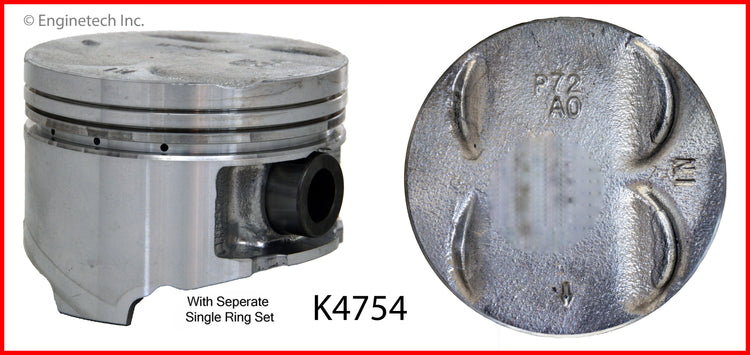 Enginetech K4754(4)P.50 Engine Piston Kit with Separate Full Ring Stack for Acura Integra