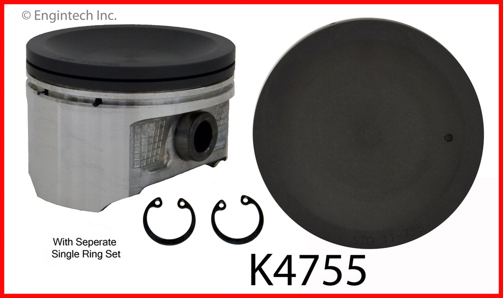 Enginetech K4755(4)PSTD Engine Piston Kit with Separate Full Ring Stack for Nissan Vehicles