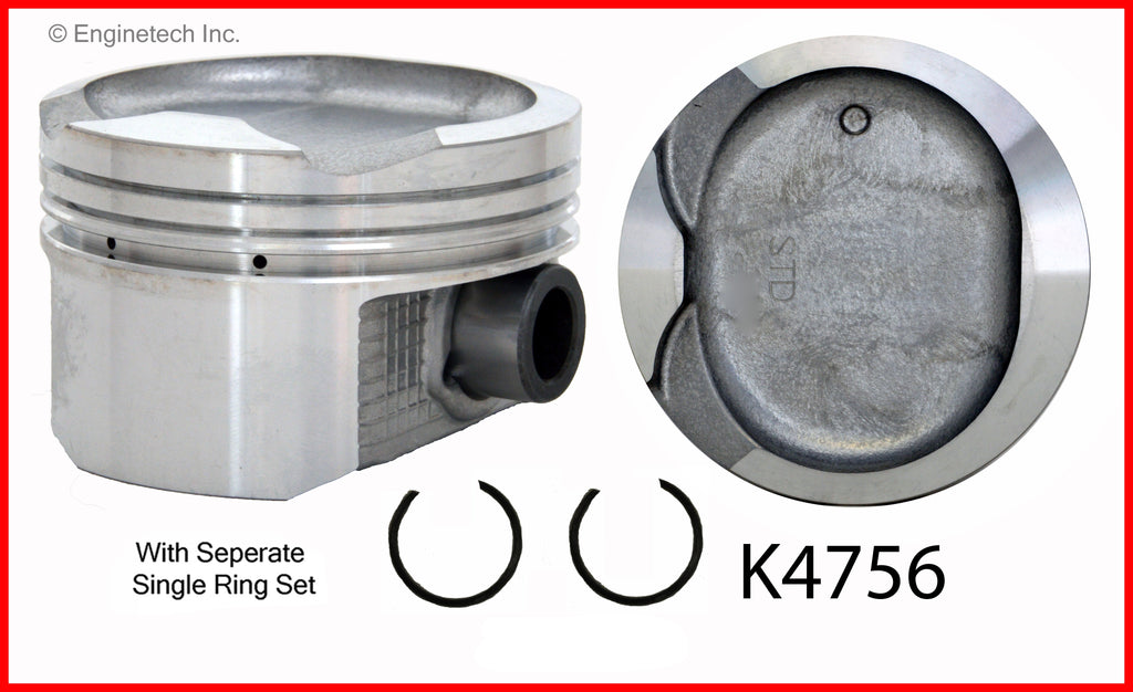 Enginetech K4756(4)P.50 Engine Piston Kit with Separate Full Ring Stack for Toyota and Chevrolet Vehicles