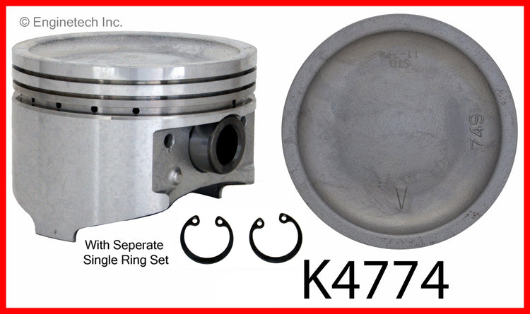 Enginetech K4774(6)P.50 Engine Piston Kit with Separate Full Ring Stack