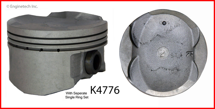 Enginetech K4776(4)PSTD Engine Piston Kit with Separate Full Ring Stack for Toyota and Scion Models