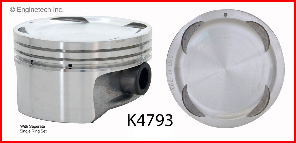 Enginetech P4793(6)P.50 Engine Piston Kit with Separate Full Ring Stack for Isuzu Vehicles