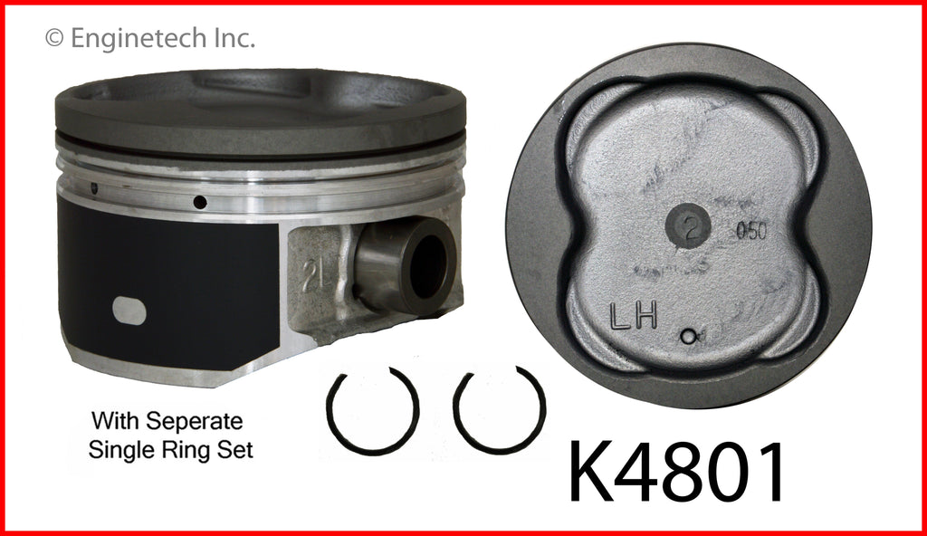 Enginetech K4801(8)PSTD Engine Piston Kit with Full Ring Stack for Toyota and Lexus Models