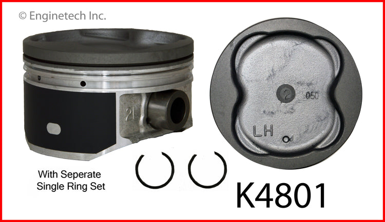 Enginetech K4801(8)P.50 Engine Piston Kit with Separate Full Ring Stack for Lexus and Toyota Vehicles