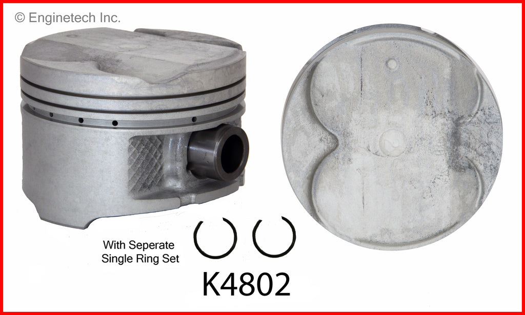 Enginetech K4802(4)PSTD Engine Piston Kit with Full Ring Stack for 2004-2006 Pontiac Vibe and Toyota Models