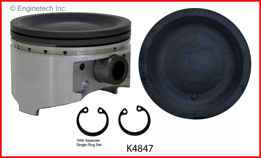 Enginetech K4847(6)P.50 Engine Piston Kit with Separate Full Ring Stack for Mitsubishi Vehicles