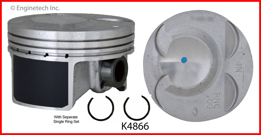 Enginetech K4866(4)P.50 Engine Piston Kit with Separate Full Ring Stack for Acura RSX