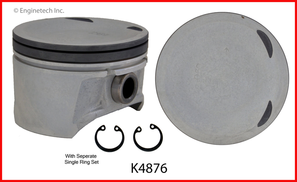 Enginetech K4876(4)P.50 Engine Piston Kit with Separate Full Ring Stack for Nissan Sentra