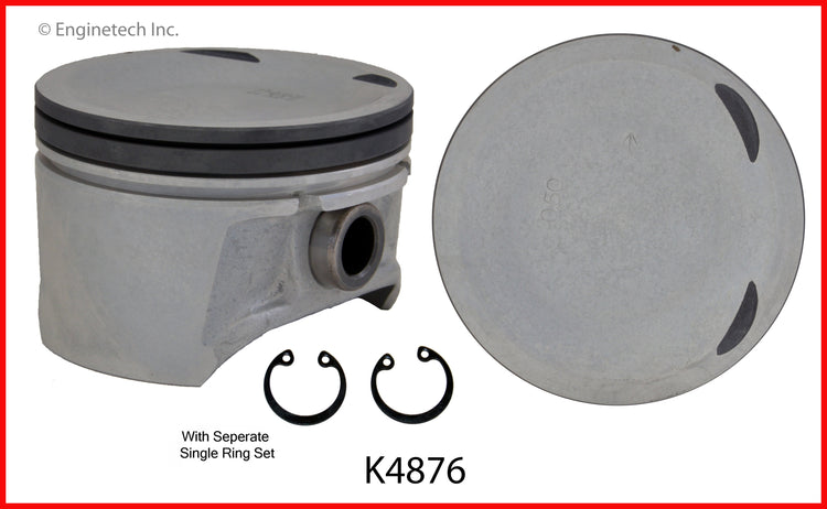 Enginetech K4876(4)P.50 Engine Piston Kit with Separate Full Ring Stack for Nissan Sentra