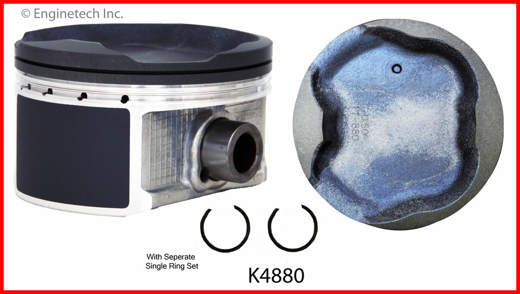 Enginetech K4880(4)PSTD Engine Piston Kit with Separate Full Ring Stack for Toyota Tacoma and 4Runner