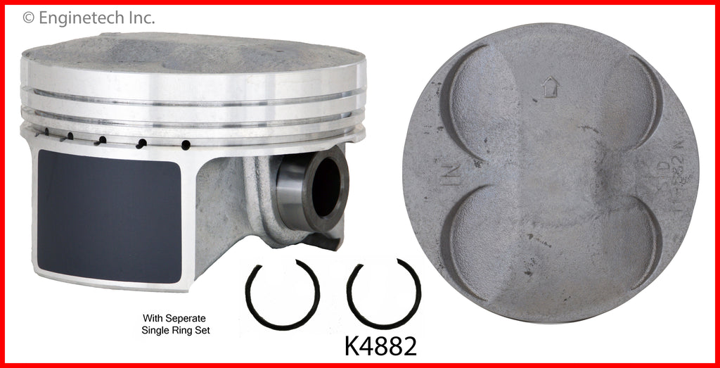 Enginetech K4882(4)PSTD Engine Piston Kit with Full Ring Stack for Honda and Acura Models