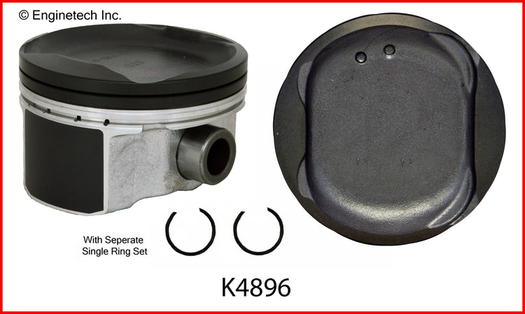 Enginetech K4896(4)P.50 Engine Piston Kit with Separate Full Ring Stack for Toyota and Scion Models