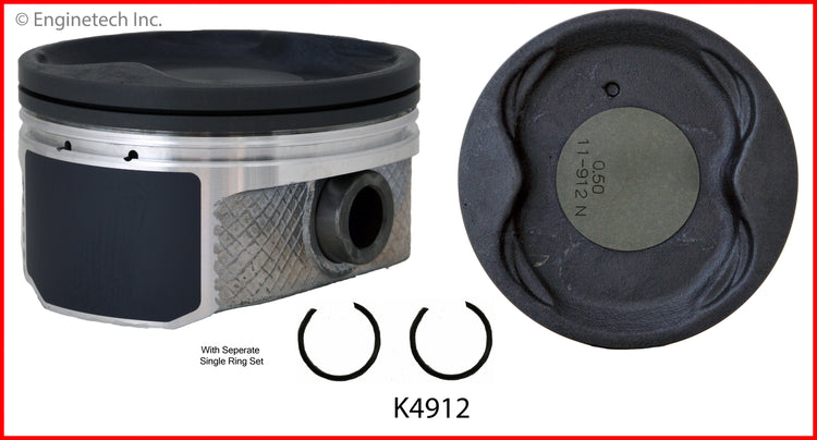Enginetech K4912(8)P.50 Engine Piston Kit with Separate Full Ring Stack for Toyota and Lexus SUVs