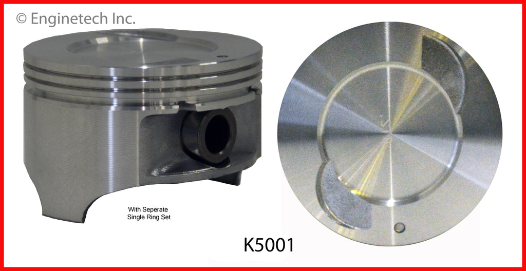 Enginetech K5001(4)PSTD Engine Piston Kit with Separate Full Ring Stack for Mazda B2500 and Ford Ranger