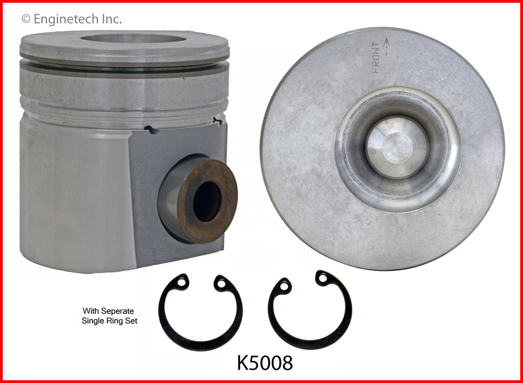 Enginetech K5008(6)PSTD Engine Piston Kit with Separate Full Ring Stack for Dodge Ram 2500 & 3500 (1994-1998)