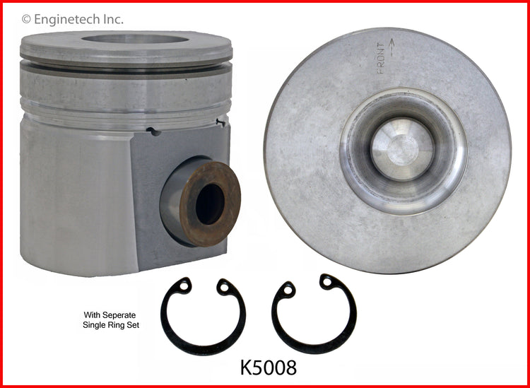 Enginetech K5008(6)P.50 Engine Piston Kit with Separate Full Ring Stack for Dodge Ram 2500 & 3500 (1994-1998)