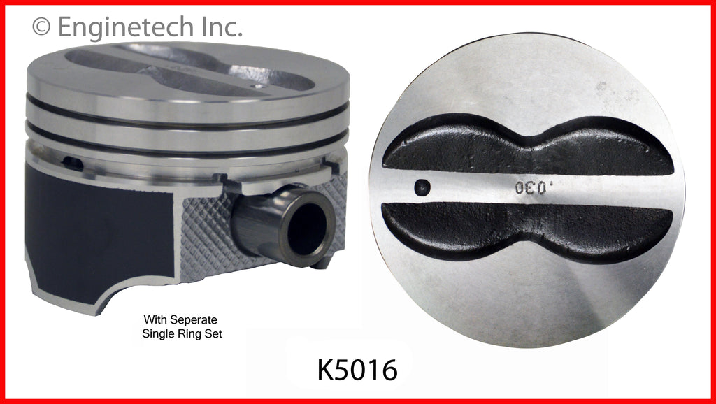 Enginetech K5016(8)040 Engine Piston Kit with Separate Full Ring Stack for Classic Chevy Vehicles