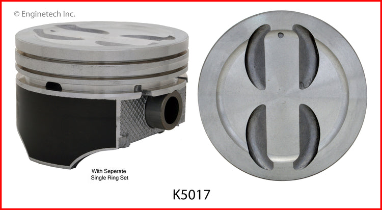 Enginetech K5017(8)040 Engine Piston Kit with Full Ring Stack - High-Quality Replacement Part