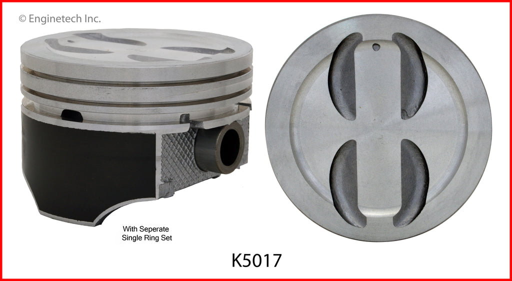 Enginetech K5017(8)030 Engine Piston Kit with Separate Full Ring Stack for Domestic and Import Engines