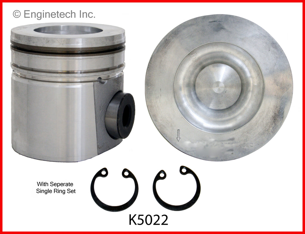 Enginetech K5022(6)PSTD Engine Piston Kit with Separate Full Ring Stack for Dodge Ram 2500 and 3500