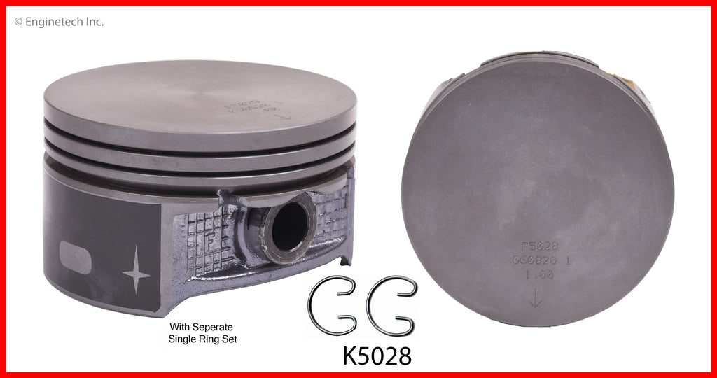 Enginetech K5028(8)P.75 Engine Piston Kit with Separate Full Ring Stack for Ford Expedition & Lincoln Navigator