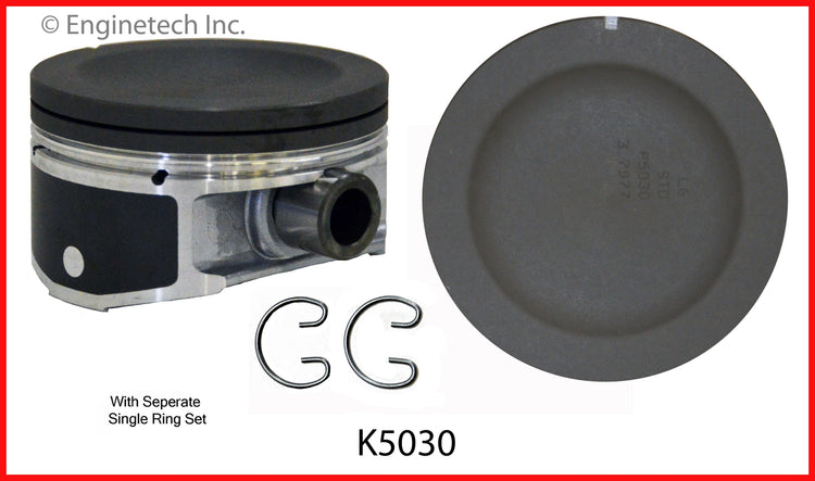 Enginetech K5030(6)P.50 Engine Piston Kit with Separate Full Ring Stack for GM and Pontiac Vehicles
