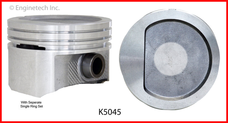 Enginetech K5045(4)030 Engine Piston Kit with Separate Full Ring Stack for Domestic and Import Engines