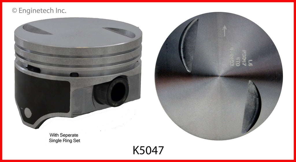 Enginetech K5047(8)030 Engine Piston Kit with Full Ring Stack for Chevrolet Models