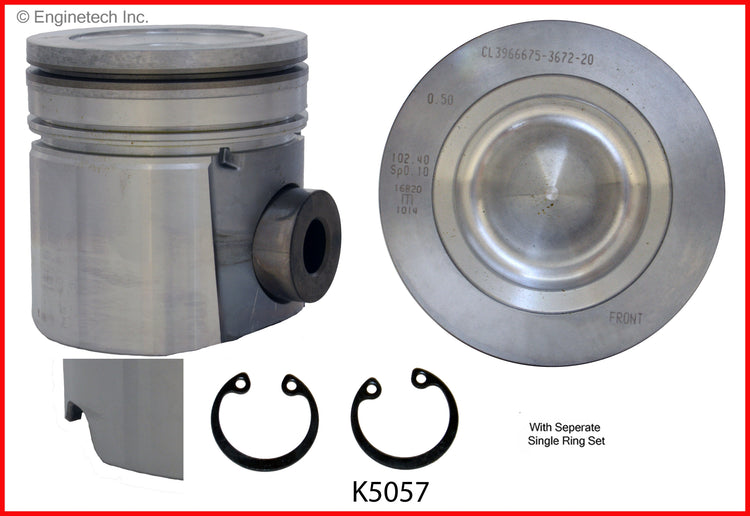 Enginetech K5057(6)P.50 Engine Piston Kit with Full Ring Stack for Dodge Ram 2500/3500 (2003-2004)