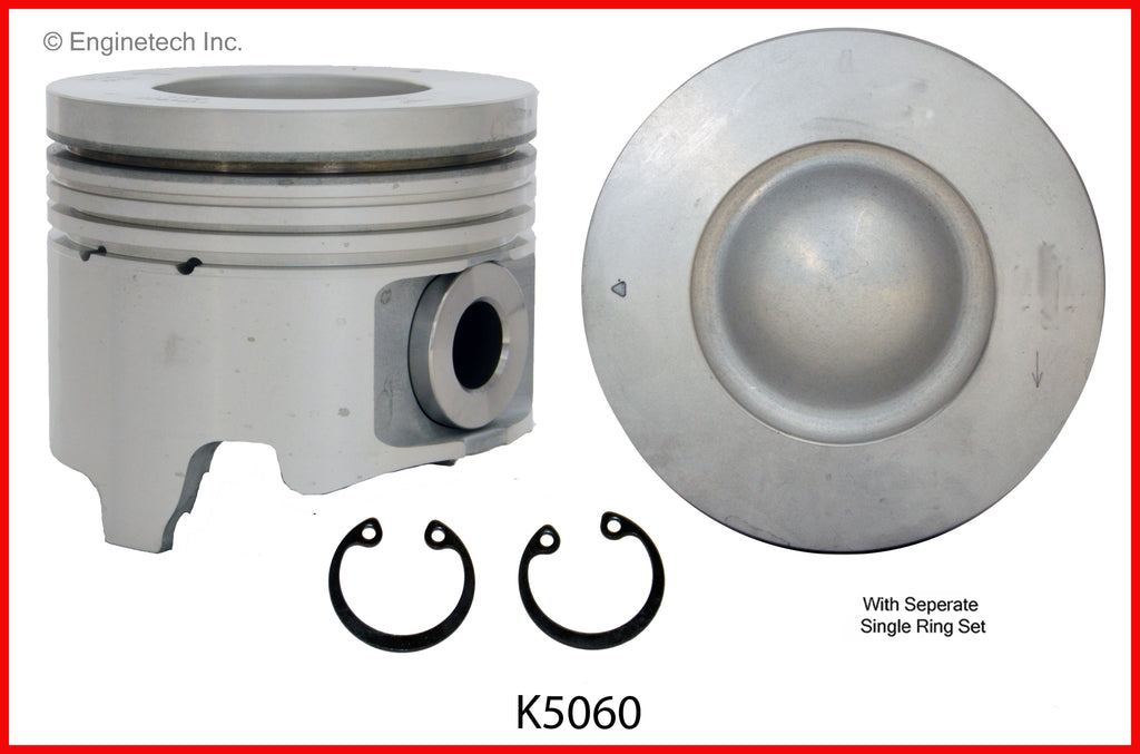 Enginetech K5060(8)P.50 Engine Piston Kit with Separate Full Ring Stack for Chevy Silverado and GMC Sierra 2004-2005