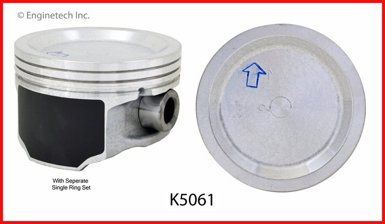 Enginetech K5061(6)P.50 Engine Piston Kit with Full Ring Stack for Chevrolet and GM Vehicles