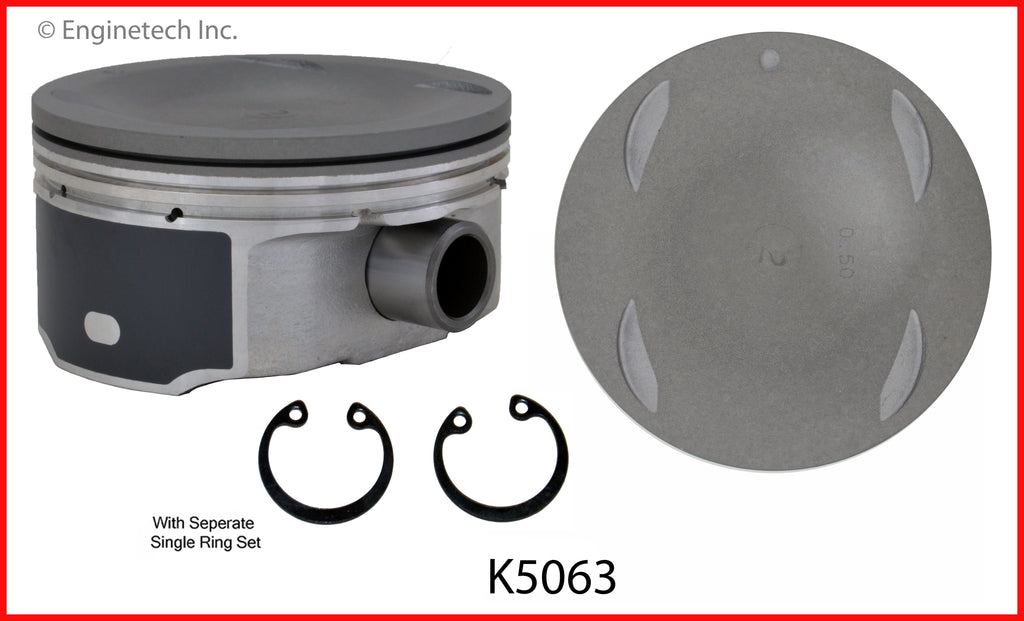 Enginetech K5063(8)PSTD Engine Piston Kit with Full Ring Stack for Nissan Vehicles