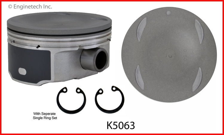 Enginetech K5063(8)PSTD Engine Piston Kit with Full Ring Stack for Nissan Vehicles